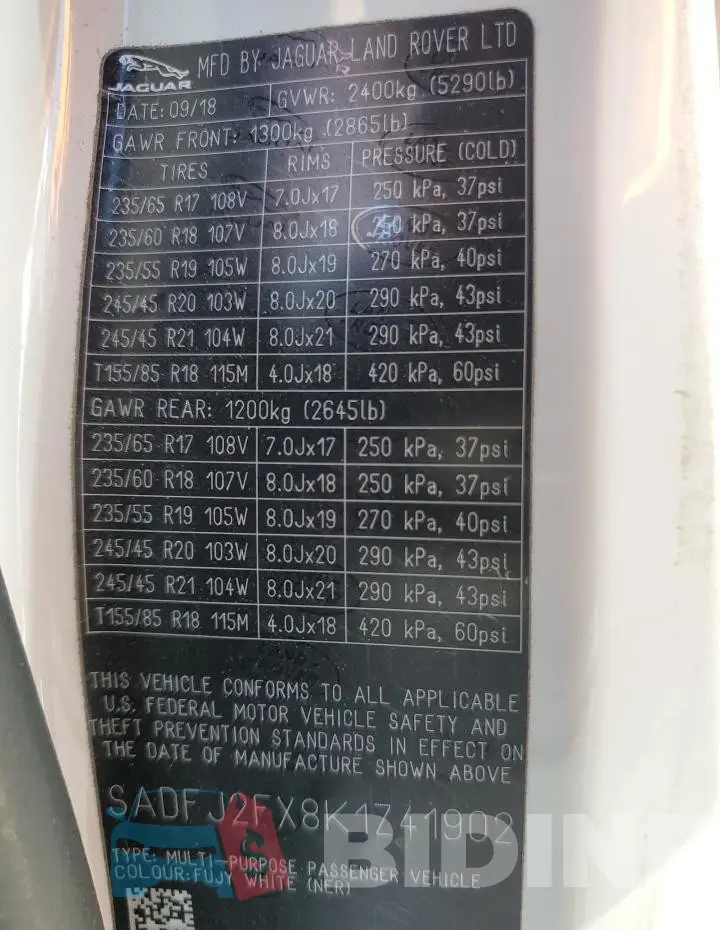 SADFJ2FX8K1Z41902 Photo# 13
