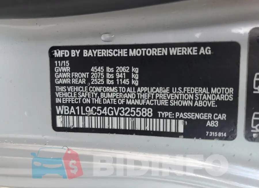 WBA1L9C54GV325588 Photo# 12