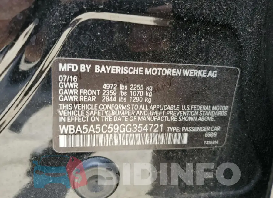 WBA5A5C59GG354721 Photo# 12