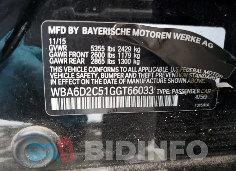 WBA6D2C51GGT66033 Photo# 12