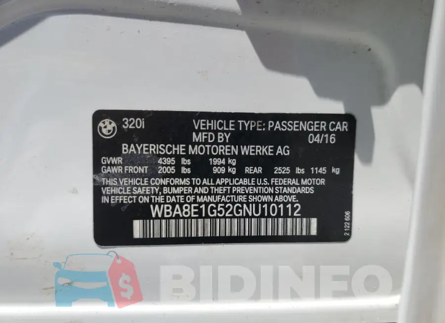 WBA8E1G52GNU10112 Photo# 13