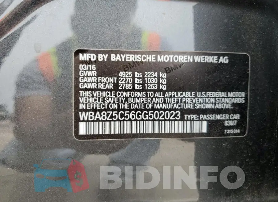 WBA8Z5C56GG502023 Photo# 13