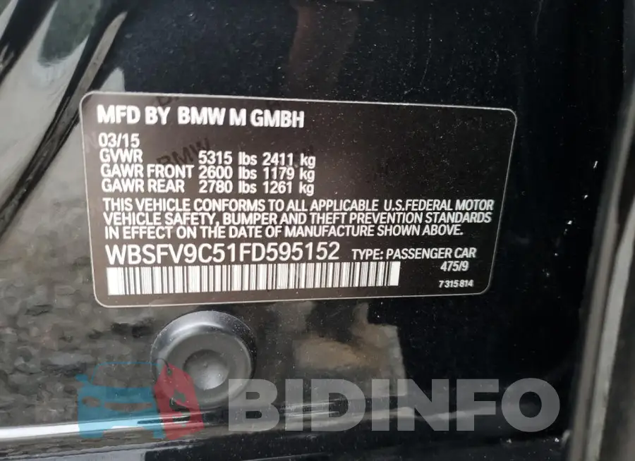 WBSFV9C51FD595152 Photo# 12