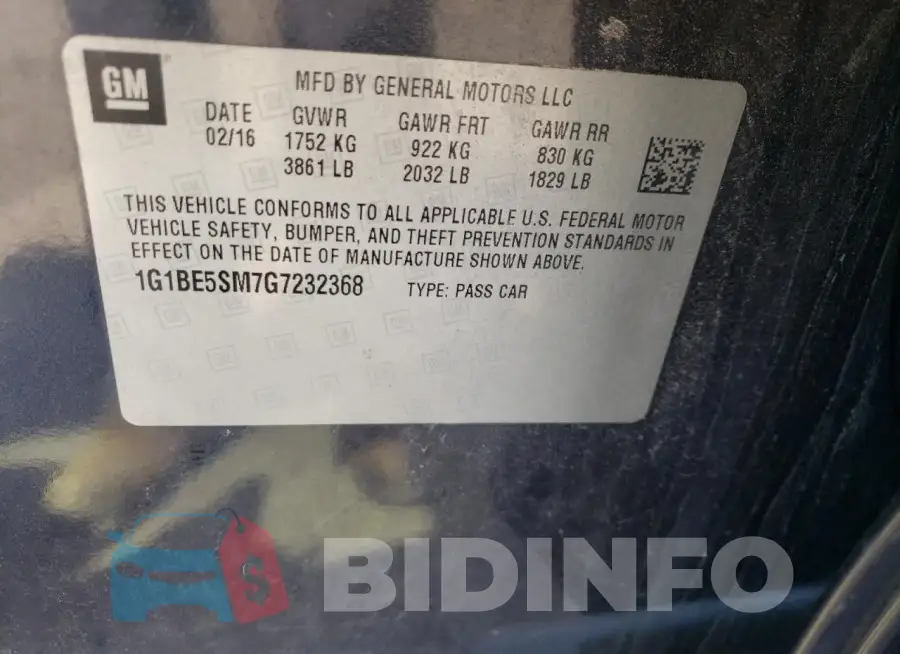 1G1BE5SM7G7232368 Photo# 12