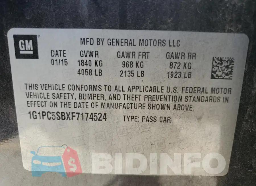 1G1PC5SBXF7174524 Photo# 13