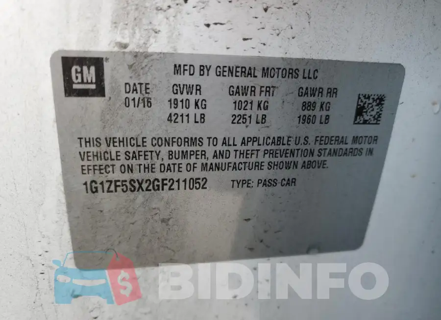 1G1ZF5SX2GF211052 Photo# 12