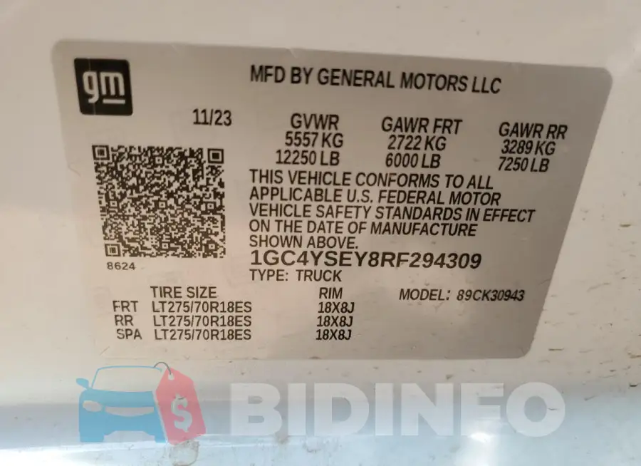 1GC4YSEY8RF294309 Photo# 13