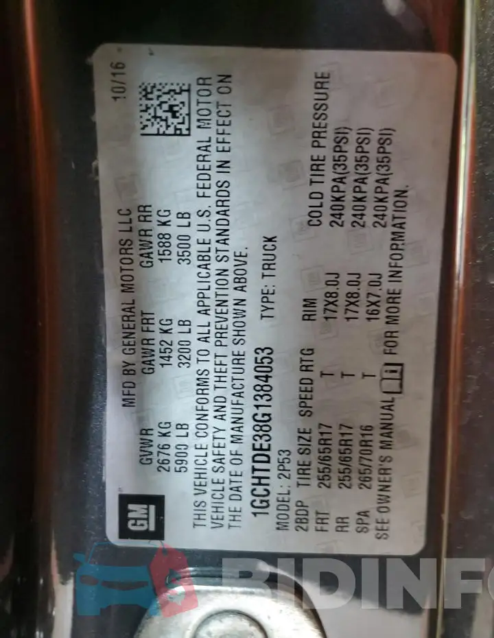 1GCHTDE38G1384053 Photo# 12