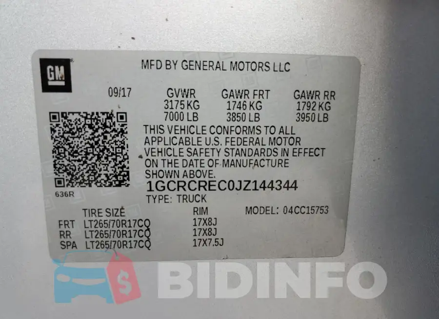 1GCRCREC0JZ144344 Photo# 12