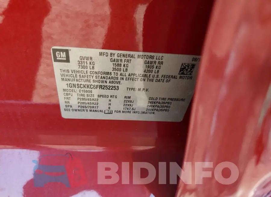 1GNSCKKC6FR252253 Photo# 13