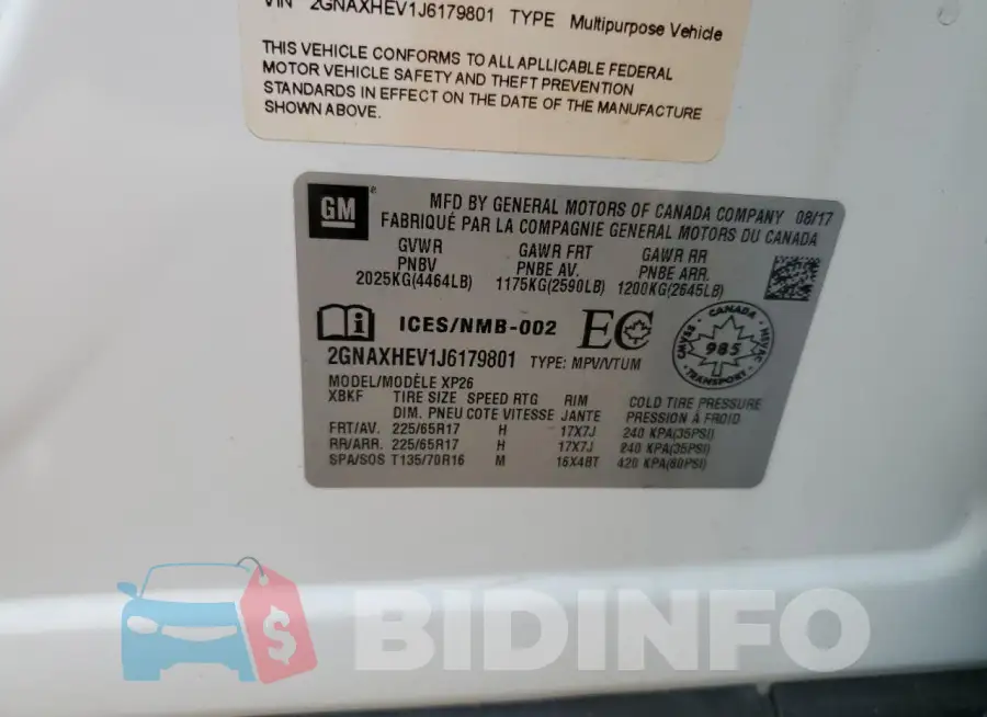 2GNAXHEV1J6179801 Photo# 13