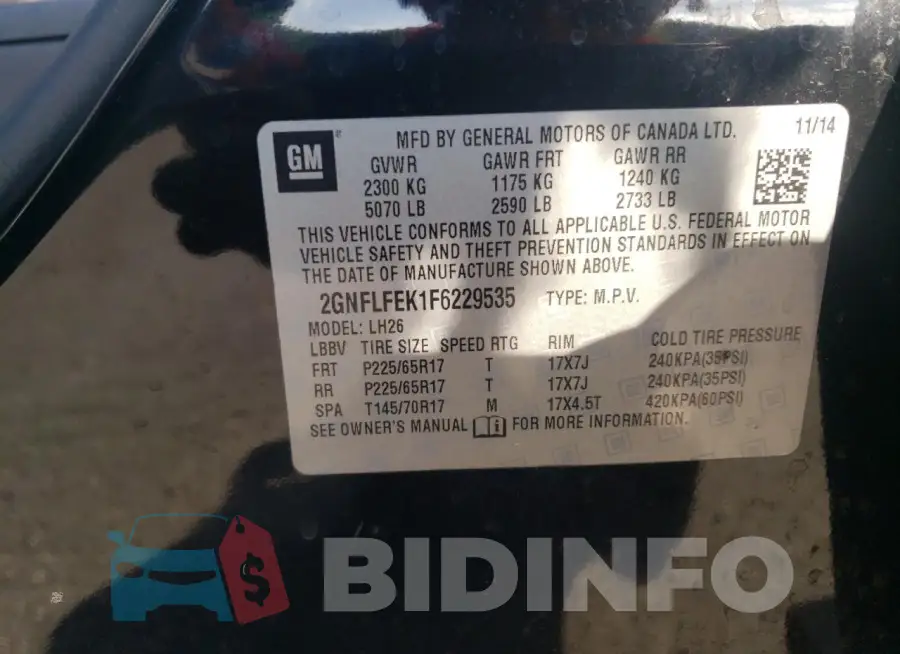 2GNFLFEK1F6229535 Photo# 12