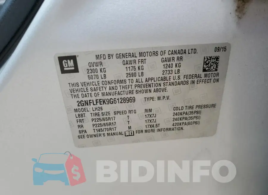 2GNFLFEK9G6128969 Photo# 13