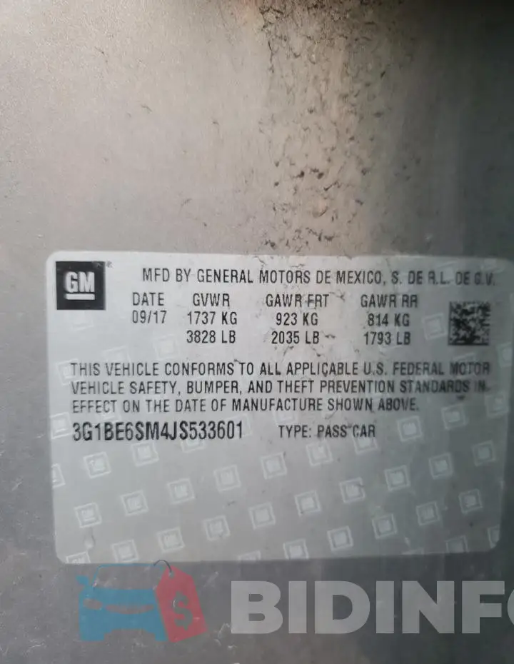 3G1BE6SM4JS533601 Photo# 12