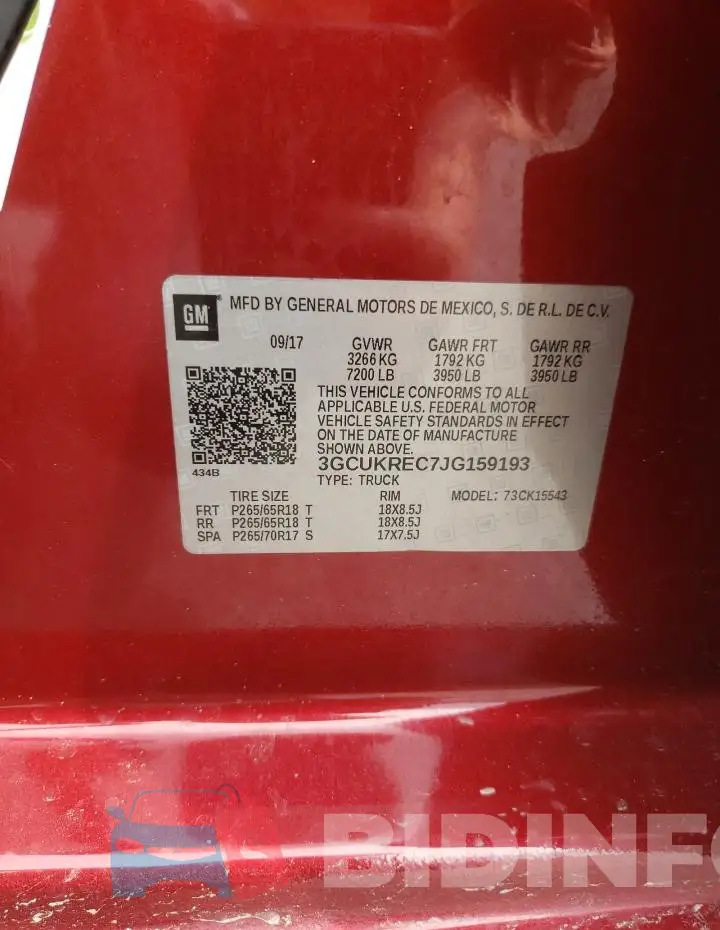 3GCUKREC7JG159193 Photo# 13
