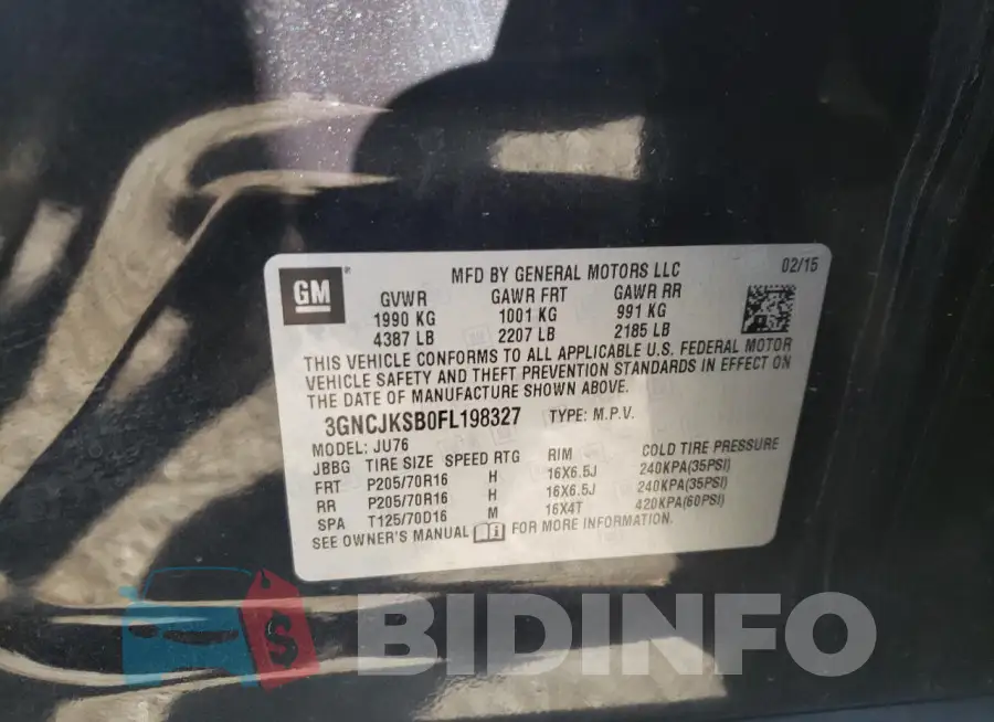 3GNCJKSB0FL198327 Photo# 12