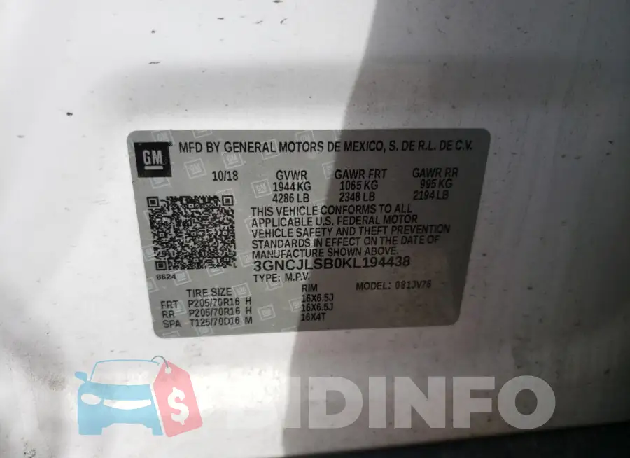 3GNCJLSB0KL194438 Photo# 13