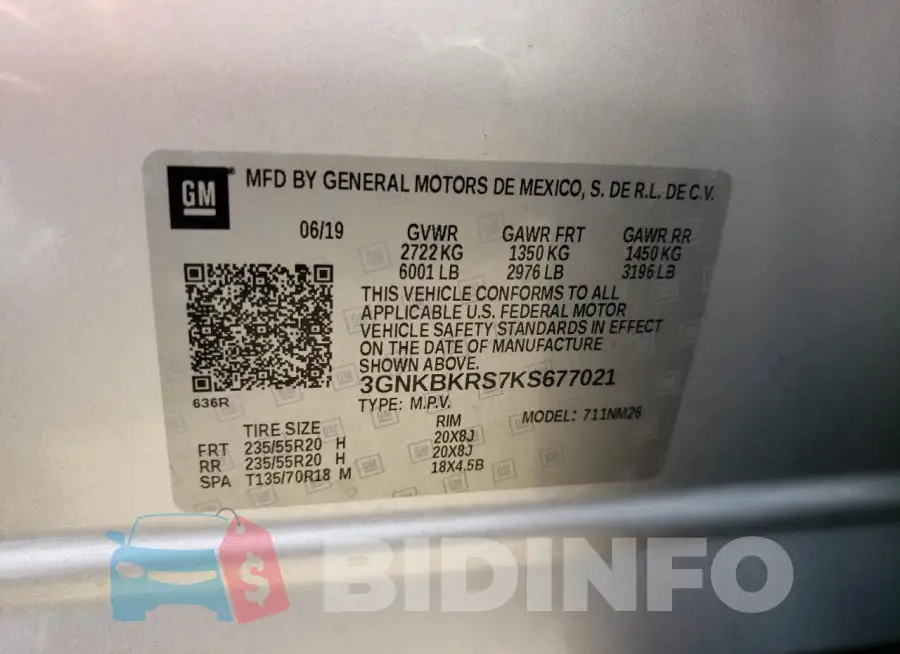 3GNKBKRS7KS677021 Photo# 14