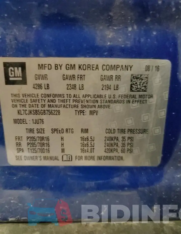KL7CJKSB5GB756228 Photo# 12