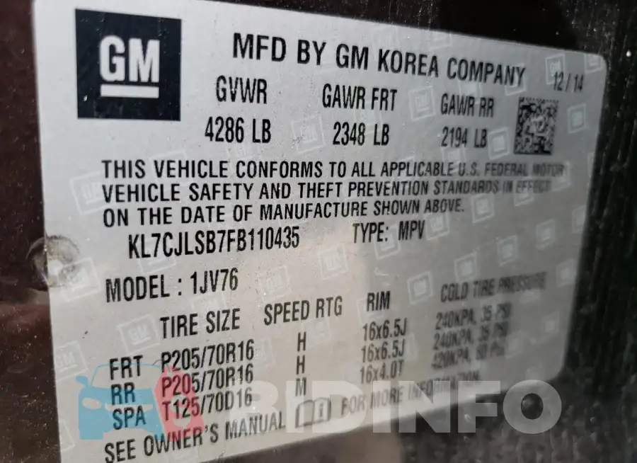 KL7CJLSB7FB110435 Photo# 13