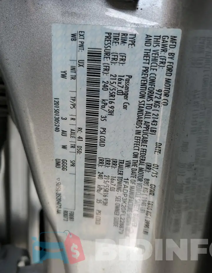 1FADP3K20FL228879 Photo# 12