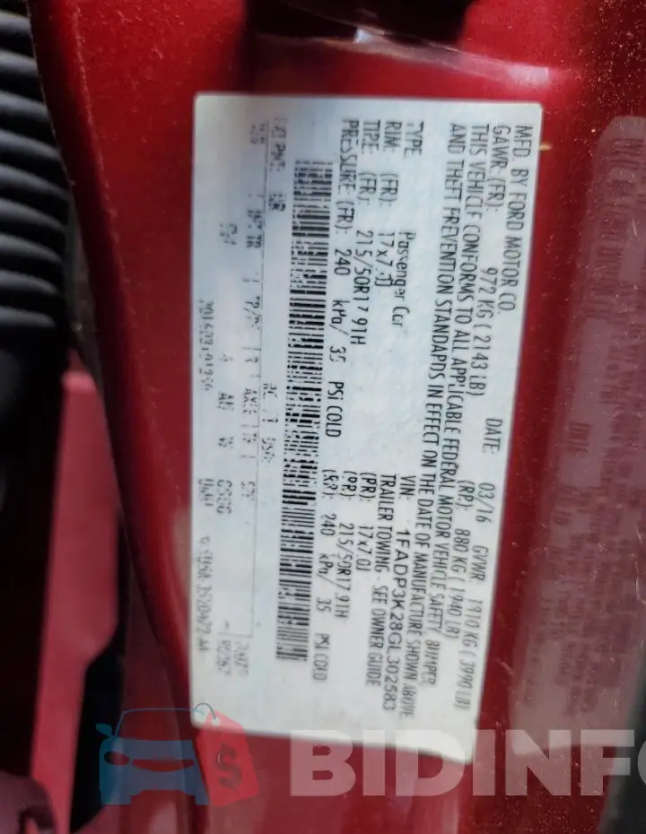 1FADP3K28GL302583 Photo# 12
