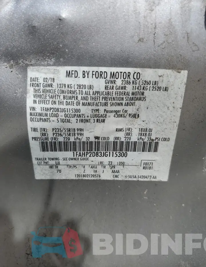 1FAHP2D83JG115300 Photo# 12