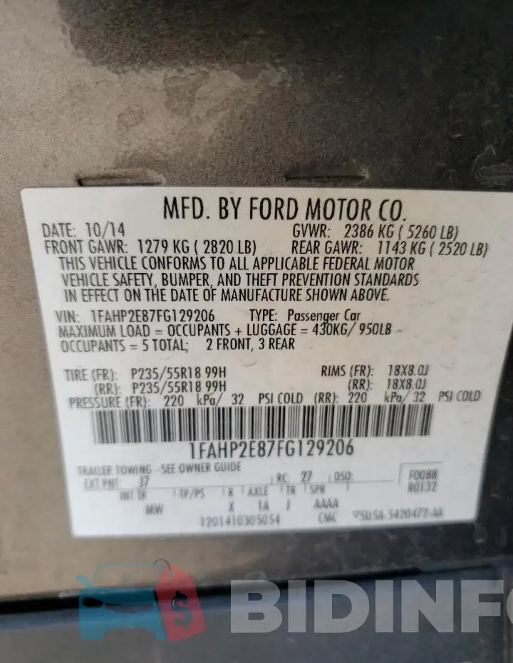 1FAHP2E87FG129206 Photo# 13
