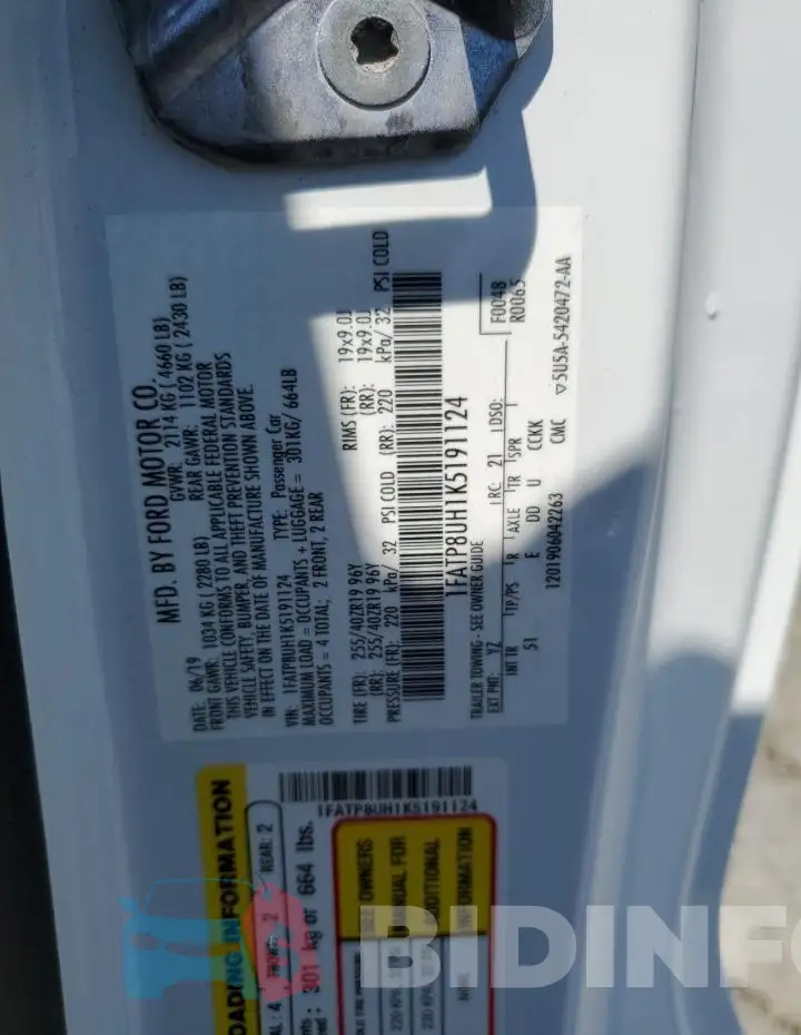1FATP8UH1K5191124 Photo# 12