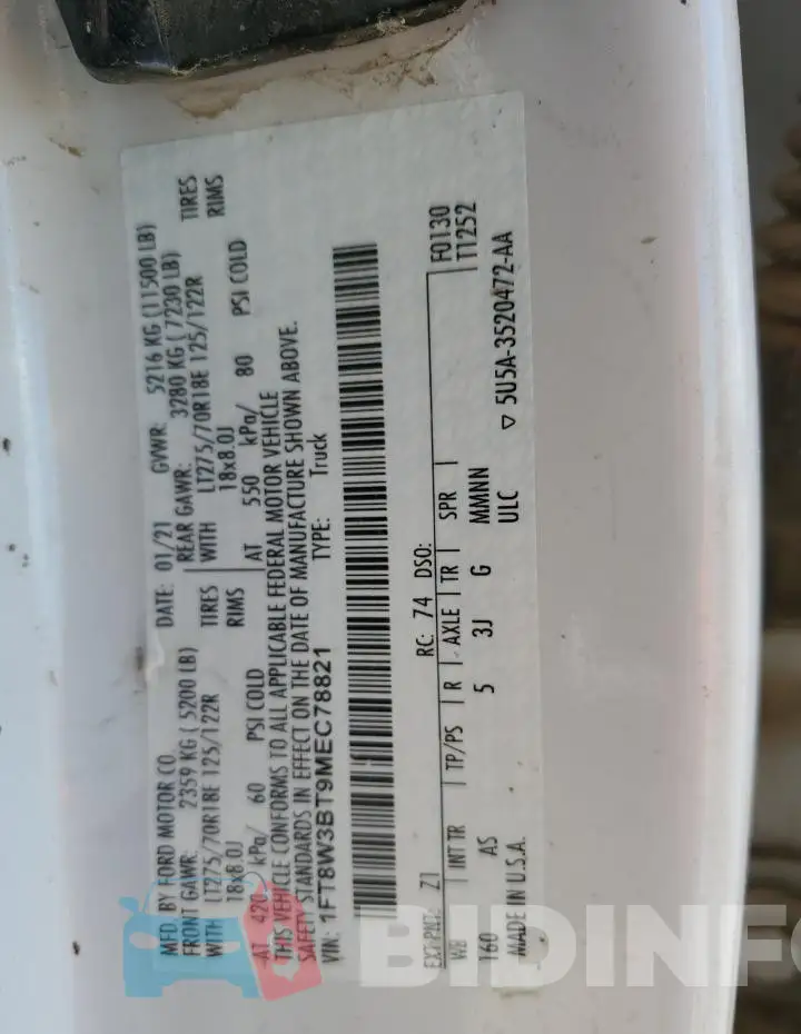 1FT8W3BT9MEC78821 Photo# 12