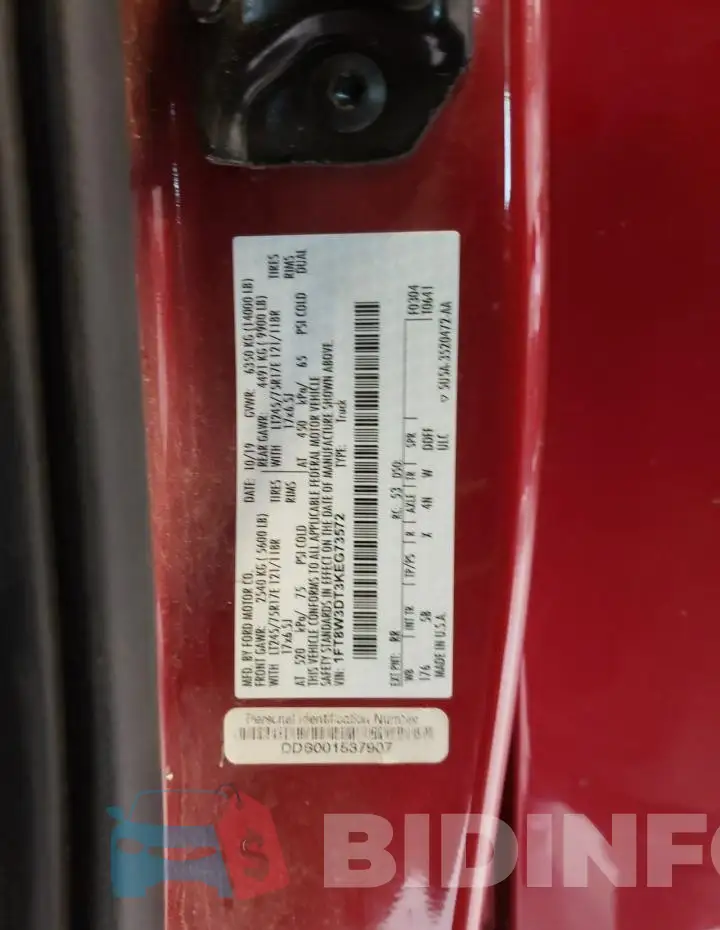 1FT8W3DT3KEG73572 Photo# 13
