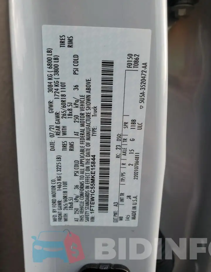 1FTEW1C55MKE15844 Photo# 12