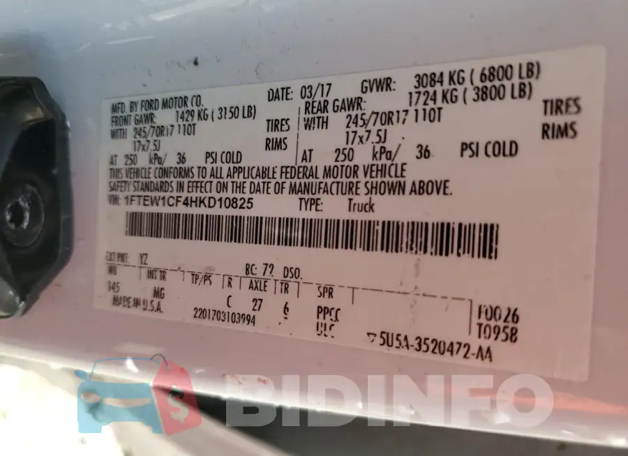1FTEW1CF4HKD10825 Photo# 12