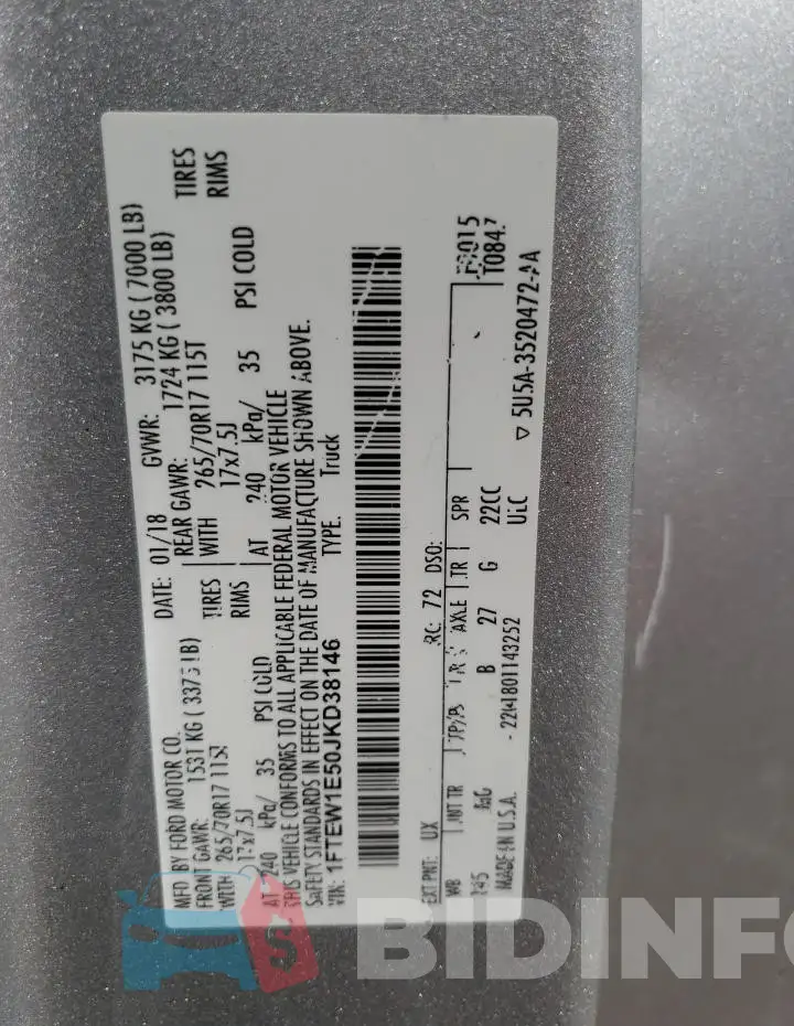1FTEW1E50JKD38146 Photo# 12
