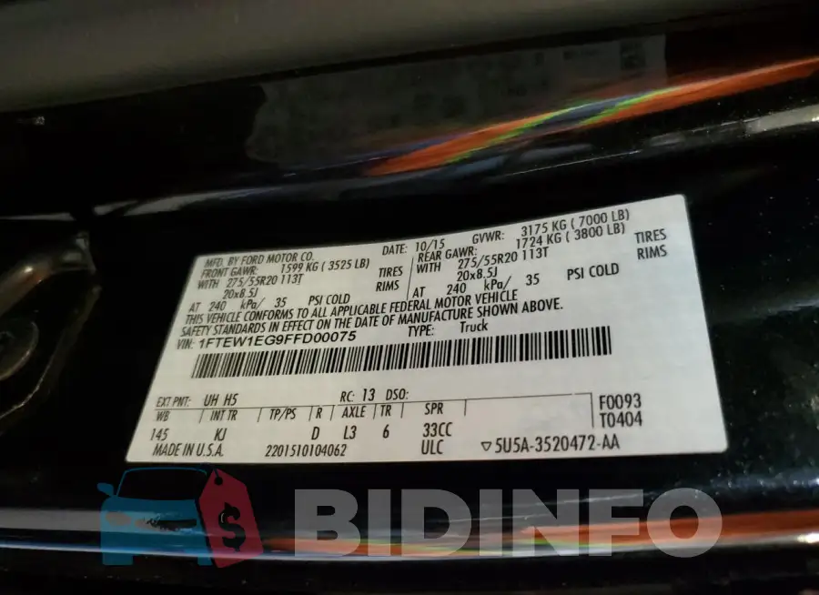 1FTEW1EG9FFD00075 Photo# 12