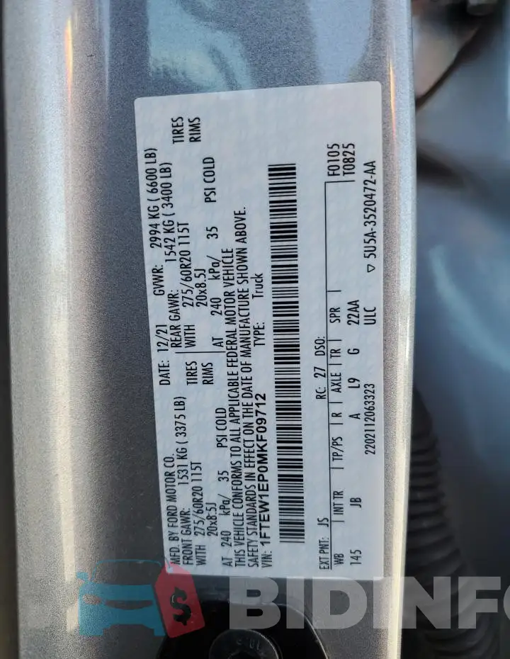 1FTEW1EP0MKF09712 Photo# 12