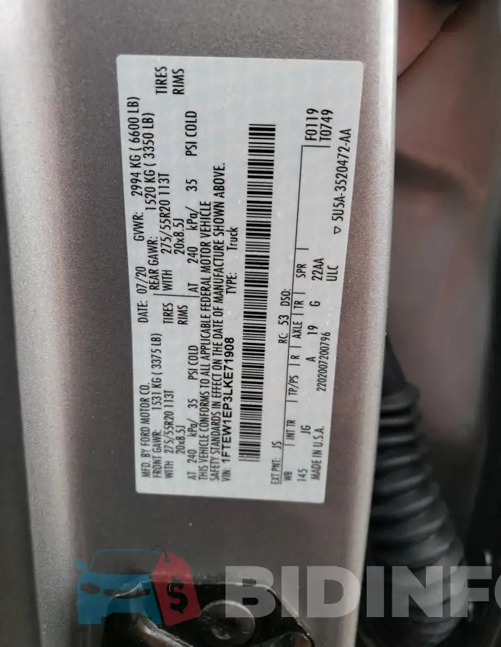1FTEW1EP3LKE71908 Photo# 12