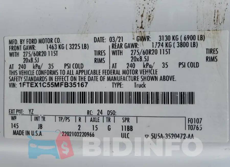 1FTEX1C55MFB35167 Photo# 13