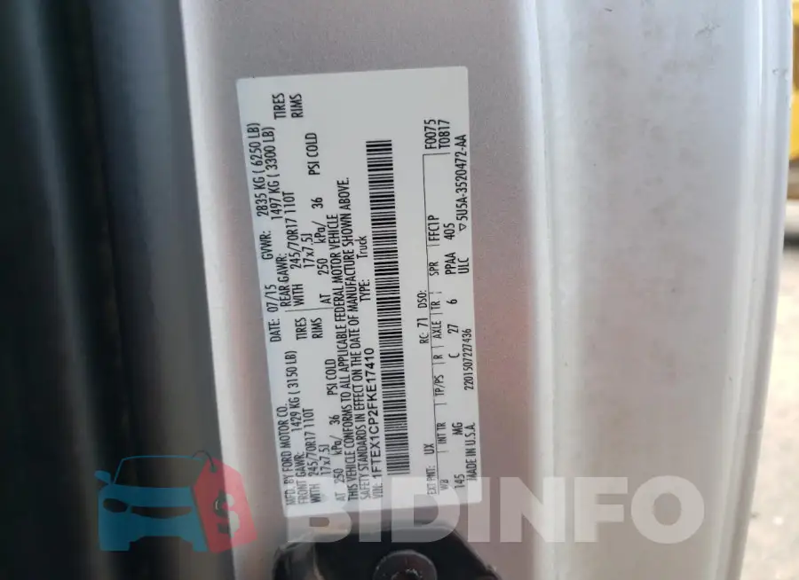1FTEX1CP2FKE17410 Photo# 12