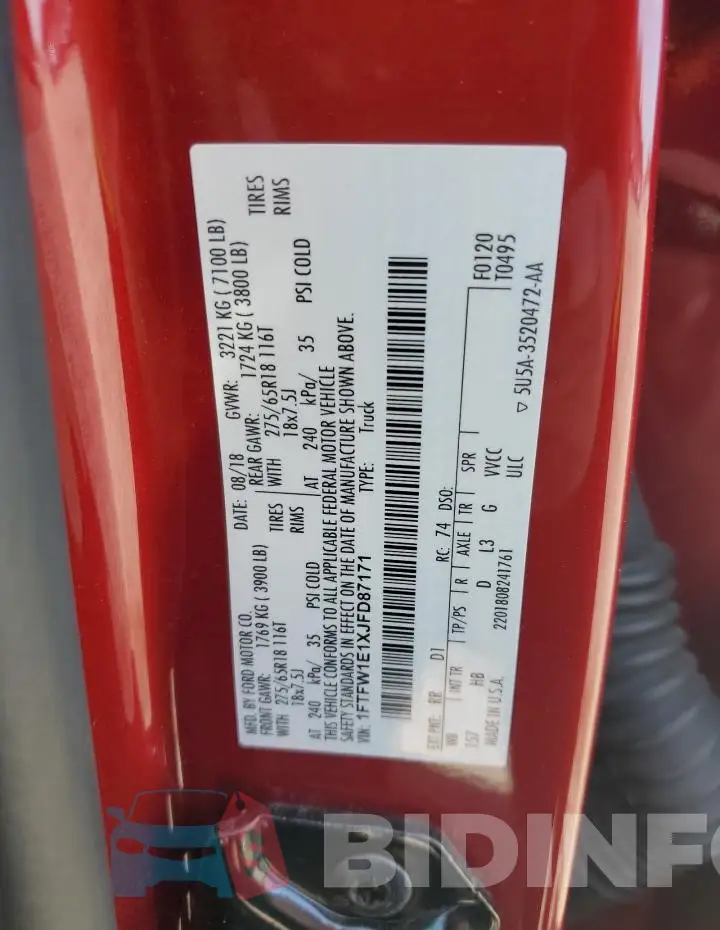 1FTFW1E1XJFD87171 Photo# 12