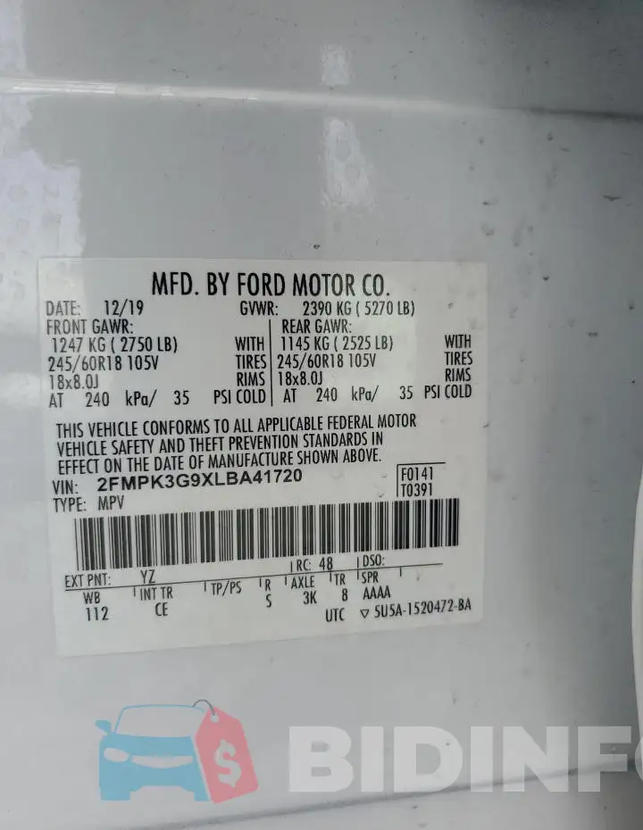 2FMPK3G9XLBA41720 Photo# 14