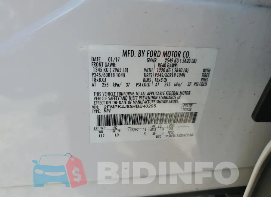 2FMPK4J85HBB40295 Photo# 13