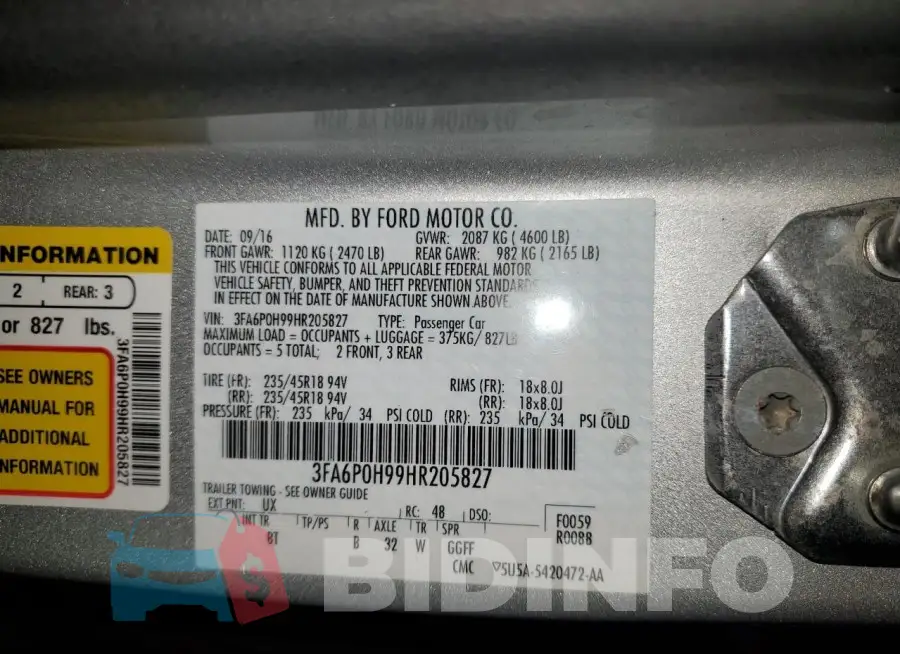 3FA6P0H99HR205827 Photo# 12