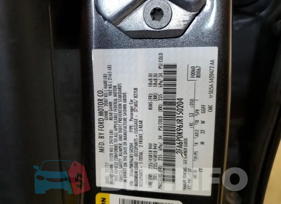 3FA6P0K96JR150204 Photo# 12