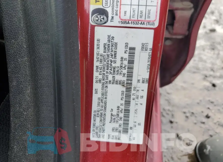 3FADP4FJ4FM190739 Photo# 12