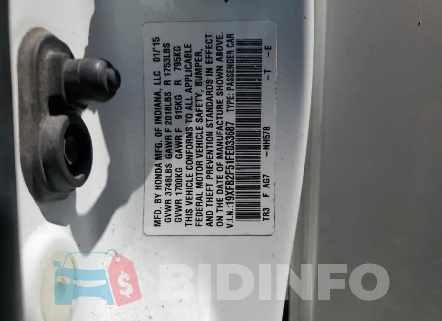 19XFB2F51FE033687 Photo# 12
