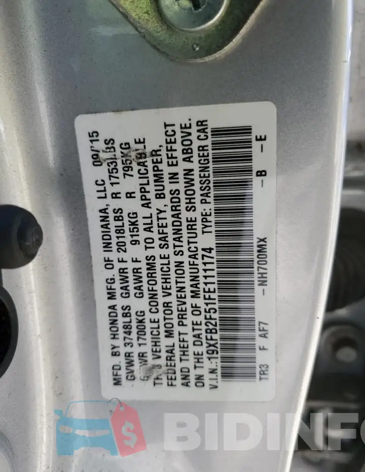 19XFB2F51FE111174 Photo# 12