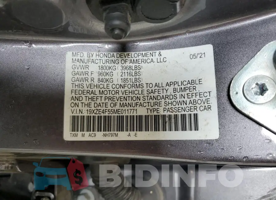 19XZE4F55ME011771 Photo# 12