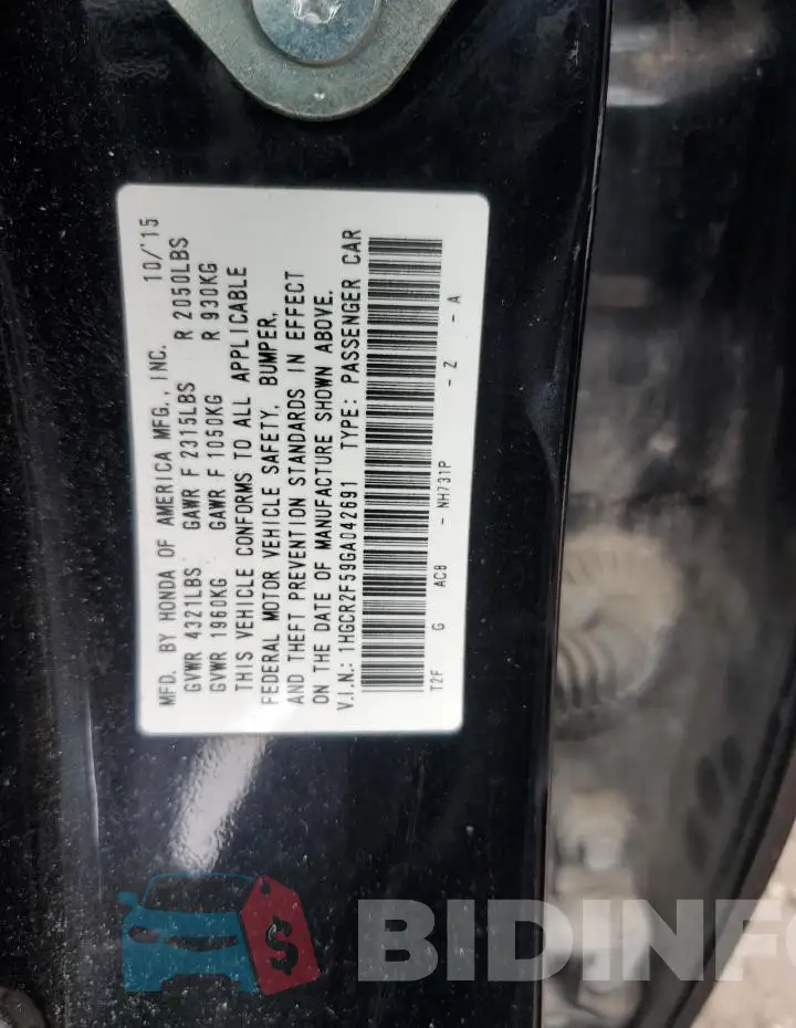 1HGCR2F59GA042691 Photo# 12