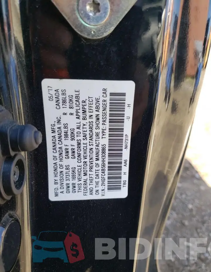 2HGFC4B56HH308865 Photo# 12